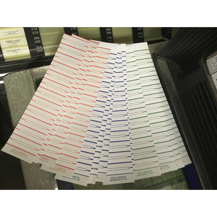 [product.brand] Accessori per vinile 100 Vinile Juke Box Bianco Titolo Etichette Perforate Colori Misti Originale Condizione: NO