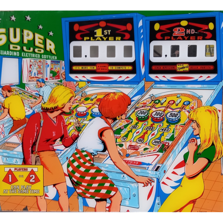 Gottlieb Parti di ricambio Gootlieb TESTA IN PASTICA GOTTLIEB "SUPER DUO" 1967... Condizione: visto e piaciuto 1 VETRO TESTA GOT