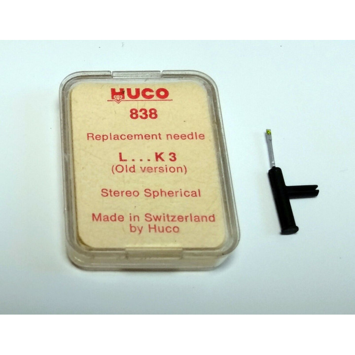 Puntina Giradischi HUCO 838 per LESA K3, NUOVA con Scatola Originale NOS Vintage