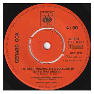 't Is Weer Voorbij, Die Mooie Zomer [Gerard Cox] - Vinyl 7", 45 RPM, Single, Stereo