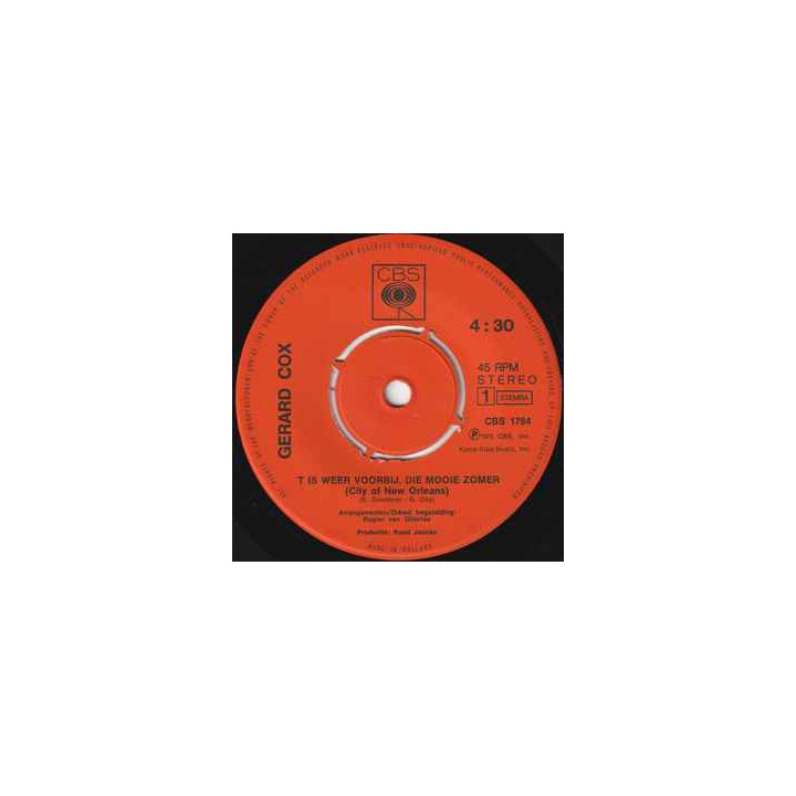 't Is Weer Voorbij, Die Mooie Zomer [Gerard Cox] - Vinyl 7", 45 RPM, Single, Stereo