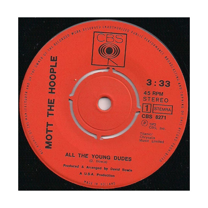 All The Young Dudes [Mott The Hoople] - Vinyl 7", 45 RPM, Single, Ster