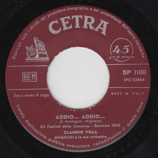 Addio...Addio... [Claudio Villa] - Vinyl 7", 45 RPM