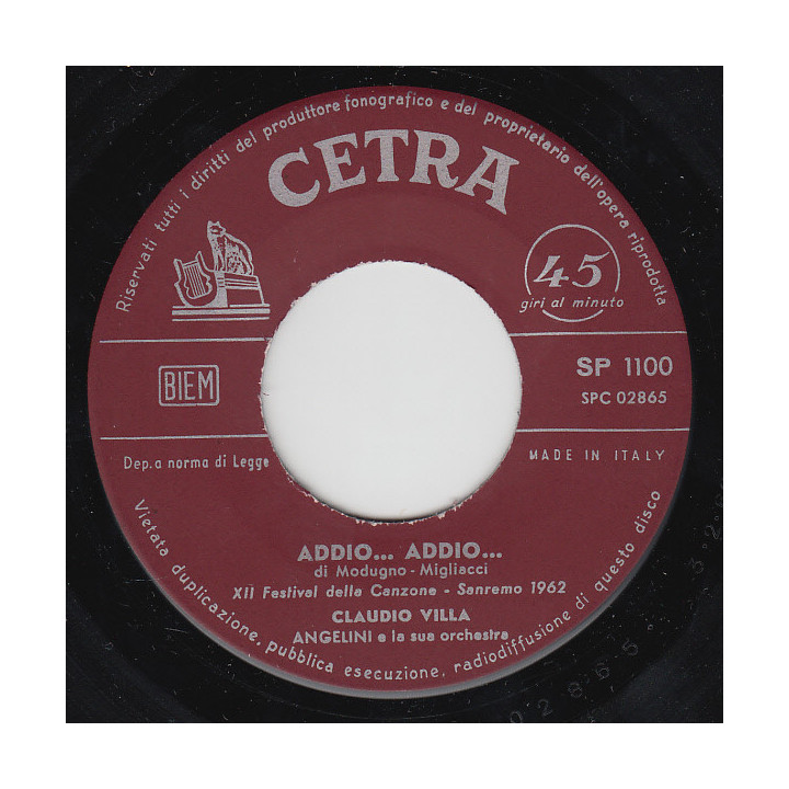Addio...Addio... [Claudio Villa] - Vinyl 7", 45 RPM