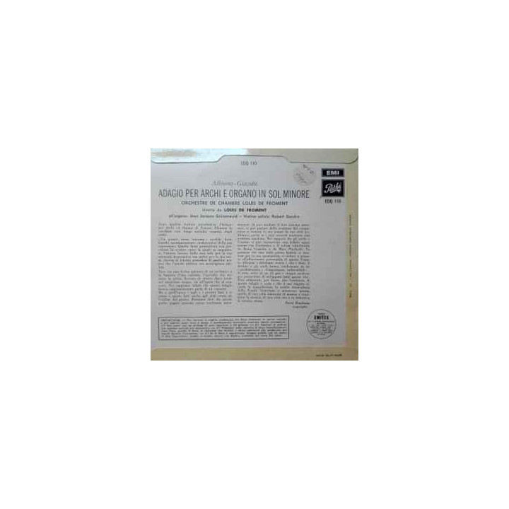 Adagio Per Archi E Organo [Tomaso Albinoni,...] - Vinyl 7", 45 RPM, EP