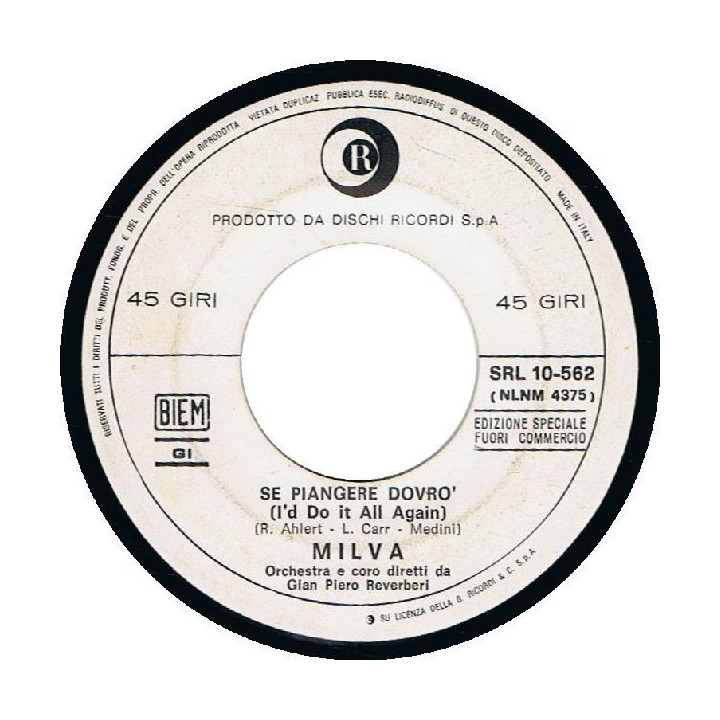 Aveva Un Cuore Grande [Milva] - Vinyl 7", 45 RPM, Promo