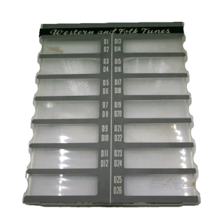 Wurlitzer Parti di ricambi Wurlitzer Wurlitzer Porta Etichette (Stickers) Trasparenti numerati da D1 - D26 Condizione: visto e p