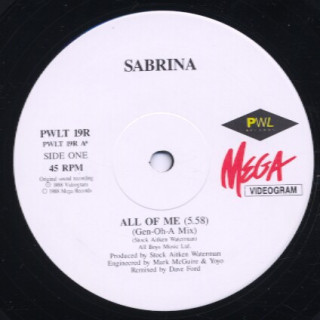 All Of Me (The Brand New Gen-Oh-A Mix) [Sabrina] - Vinyl 12", 45 RPM