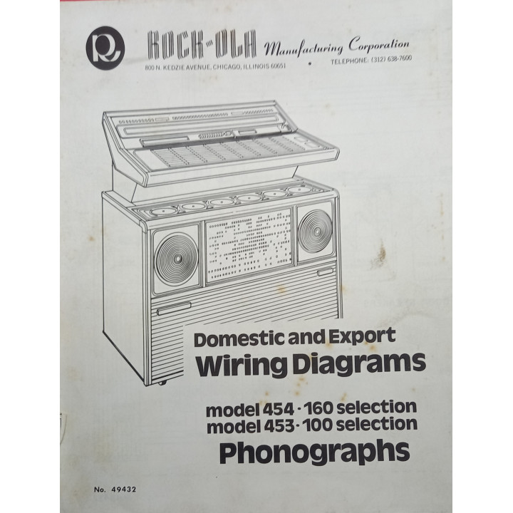 [product.brand] Manuali jukebox MANUALE ROCK OLA MOD 454-160 453-100 (originale) Condizione: pari al nuovo 1 MANUALE ROCK OLA MO