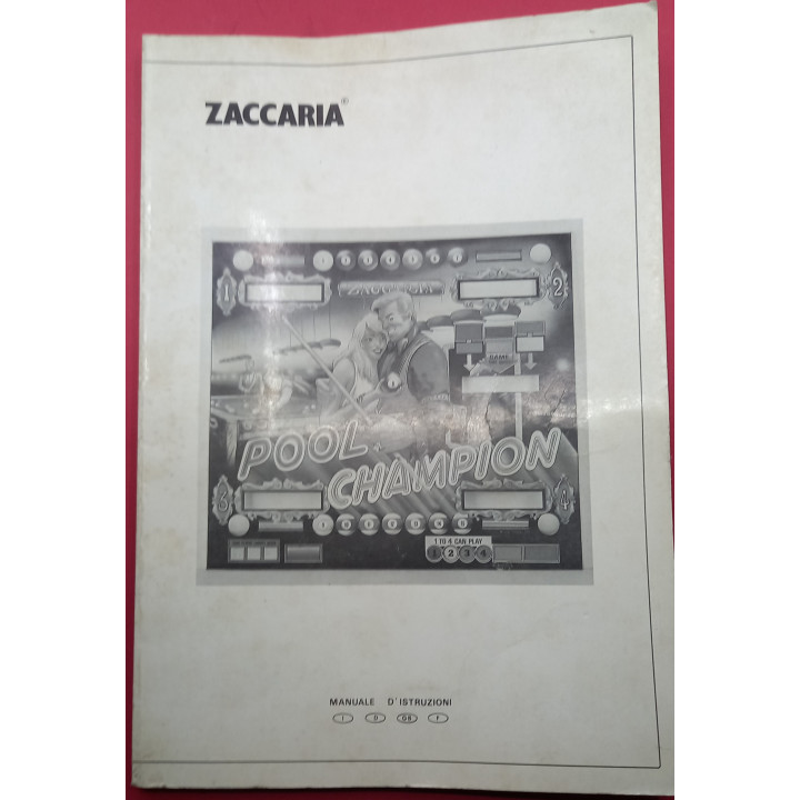 [product.brand] Manuali Flipper MANUALE POOL CHAMPION ZACCARIA (originale) Condizione: Nuovo 1 MANUALE POOL CHAMPION ZACCARIA (o