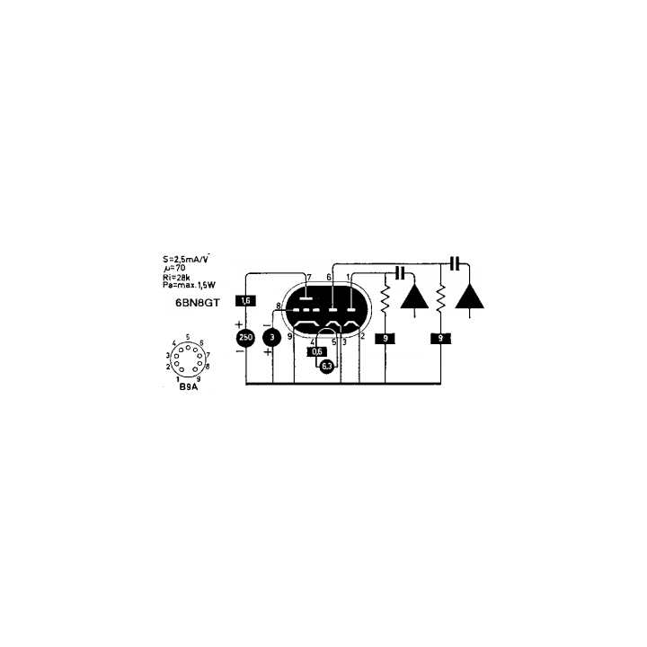 Fivre Valvole Valvola 6BN8GT Condizione: Nuovo 2 Tipo: Doppio diodo - pentodo Identico a 6BN8GT Valvole Valvola 6BN8GT Stato:Ita